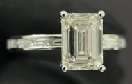 14k WG Lab Grown Diamond  Rings  Emerald 2.59CT    10BG- 0.43CTW 11D  -3.02CTW  2.53GR