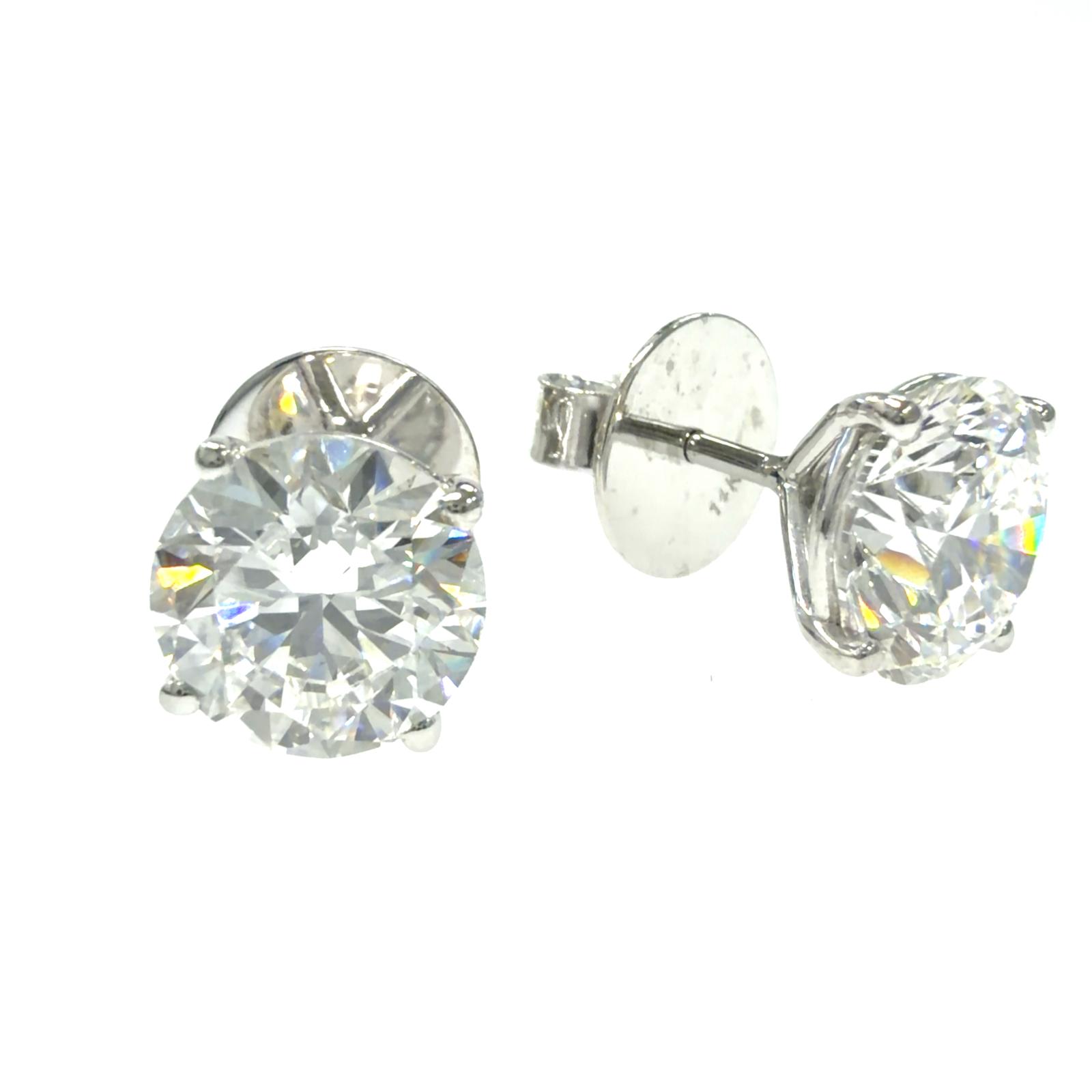 14k WG Lab Grown Diamond  Studs  Round 2.32CT Round   1D- 2.57CTW 2D  -4.89CTW  3.12GR