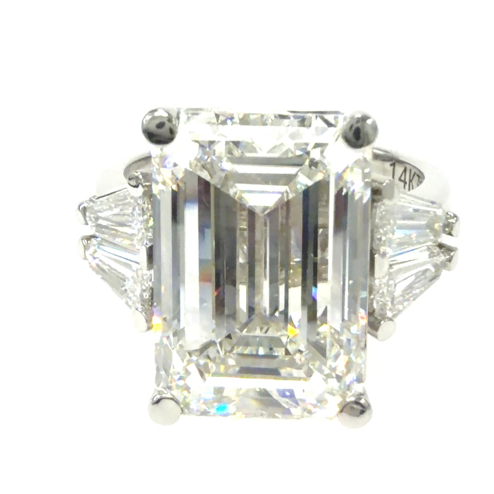 14k WG Lab Grown Diamond  Rings  F  VS2 Emerald 10.52CT Kite   4D- 0.84CTW 5D  -11.36CTW  7.13GR
