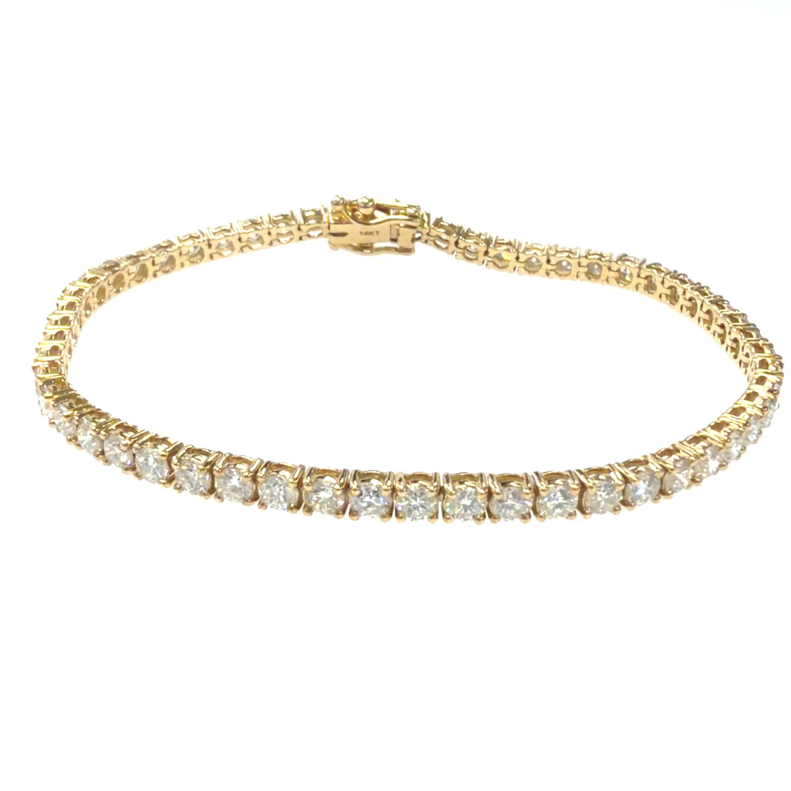 14k YG Diamond Tennis Bracelet F/H SI-I1 55RD- 5.00CTW  7 INCH